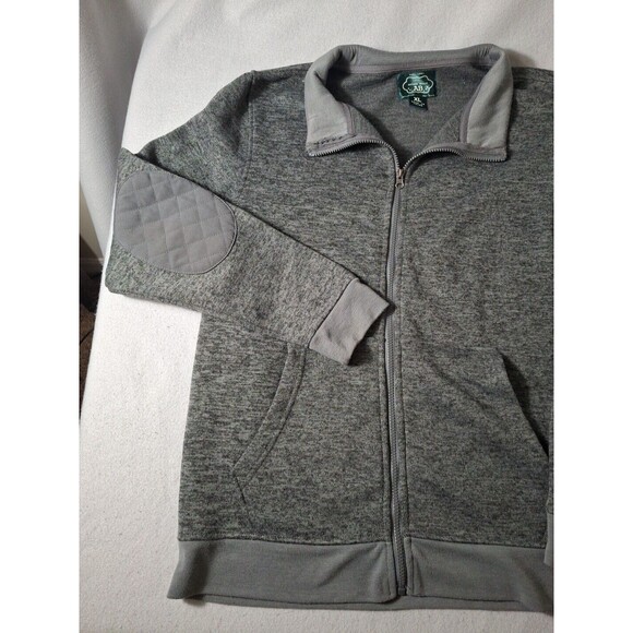 Arthur Beale Sweater Full Zip Mens XL Gray Padded Elbows Banded Waistline - Picture 2 of 9